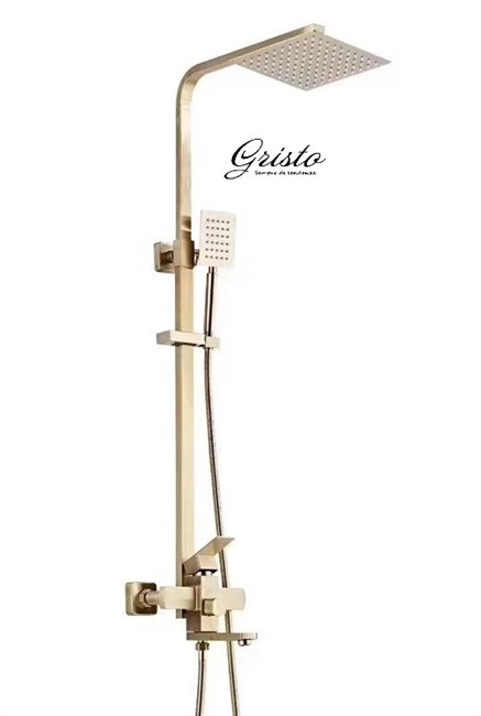 Душевая система со смесителем настенная Gristo Gold GG-4063 золото матовая - фото 4609