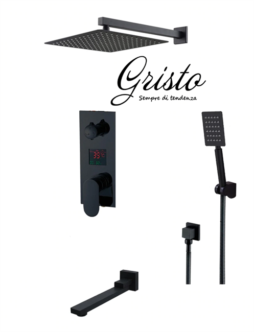 Душевая система скрытого монтажа со смесителем Gristo Black GB-4061 черный матовый 336078 - фото 4728