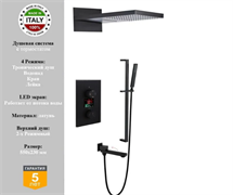 Душевая система скрытого монтажа с термостатом Gristo Black LED GBT-4061LED черный матовый 1868